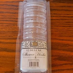 Better Home 12 plastic C-shaped shower curtain ring hooks.